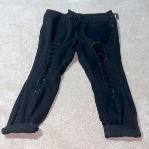 Hot Topic Black Distressed Crop Jeggings